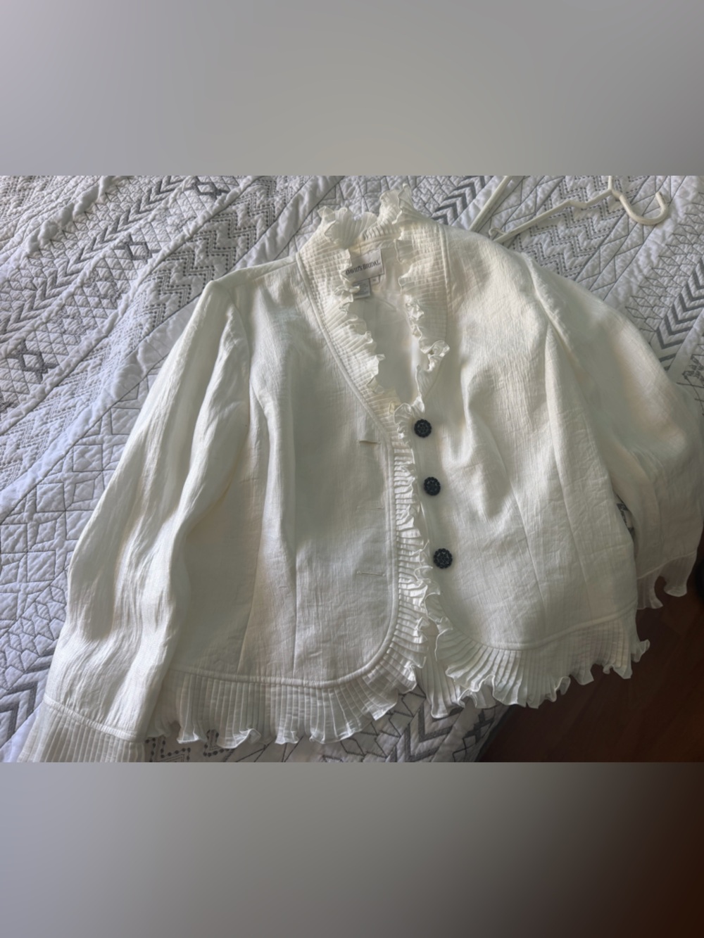 David's Bridal Cream Ruffle-Trim Blouse
